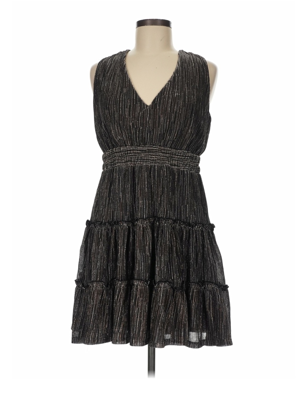 Tiered Metallic Mini Dress Dark Coquette Romantic Vintage inspired Ruffle Small - Picture 12 of 14